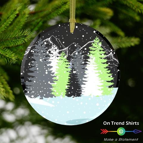 Agender Winter Forest Christmas Glass Ornament