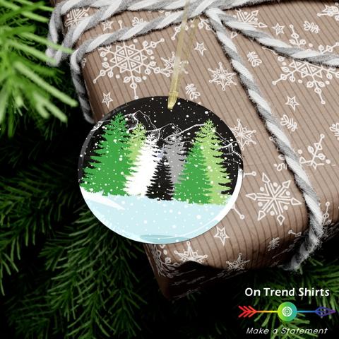 Aromantic Winter Forest Christmas Glass Ornament