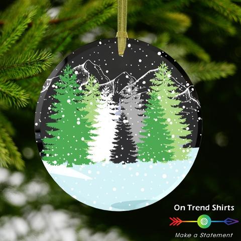 Aromantic Winter Forest Christmas Glass Ornament