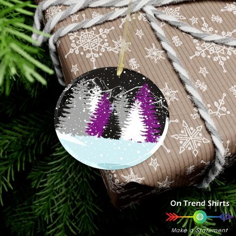 Asexual Winter Forest Christmas Glass Ornament