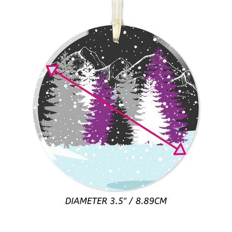 Dimension of Asexual Winter Forest Christmas Glass Ornament