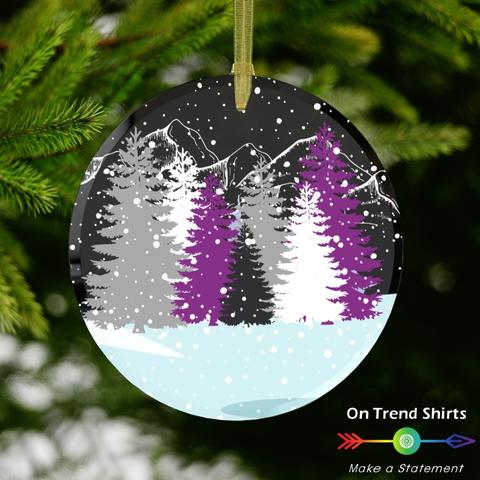 Asexual Winter Forest Christmas Glass Ornament