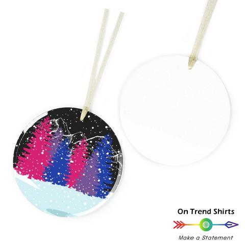 Bisexual Winter Forest Christmas Glass Ornament