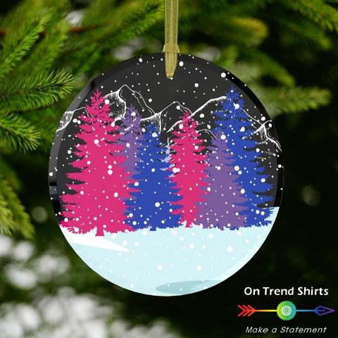 Bisexual Winter Forest Christmas Glass Ornament