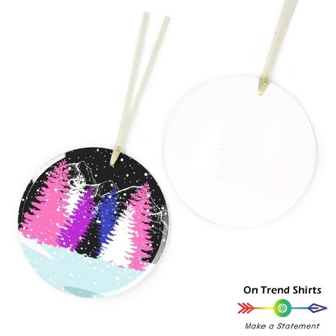 Genderfluid Winter Forest Christmas Glass Ornament