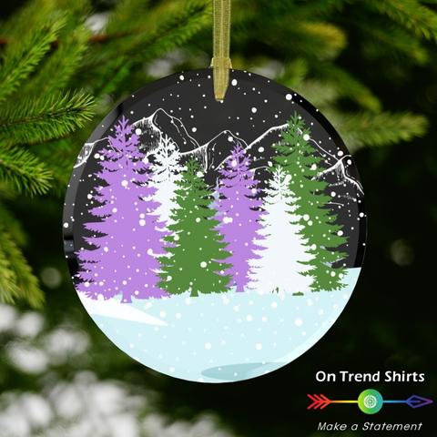 Genderqueer Winter Forest Christmas Glass Ornament