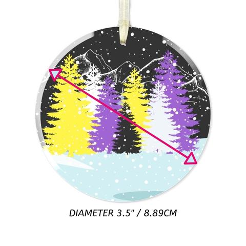 Dimensions of Non-binary Winter Forest Christmas Glass Ornament