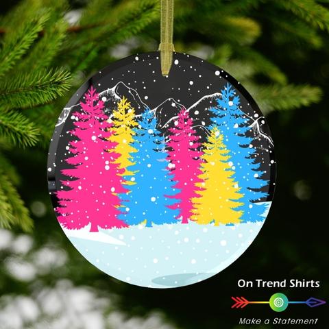 Pansexual Forest Christmas Glass Ornament
