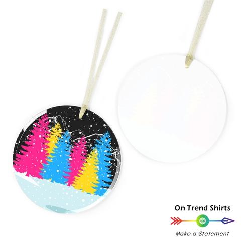Pansexual Forest Christmas Glass Ornament