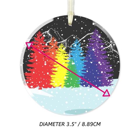 Dimensions of Rainbow Christmas Forest Glass Ornament