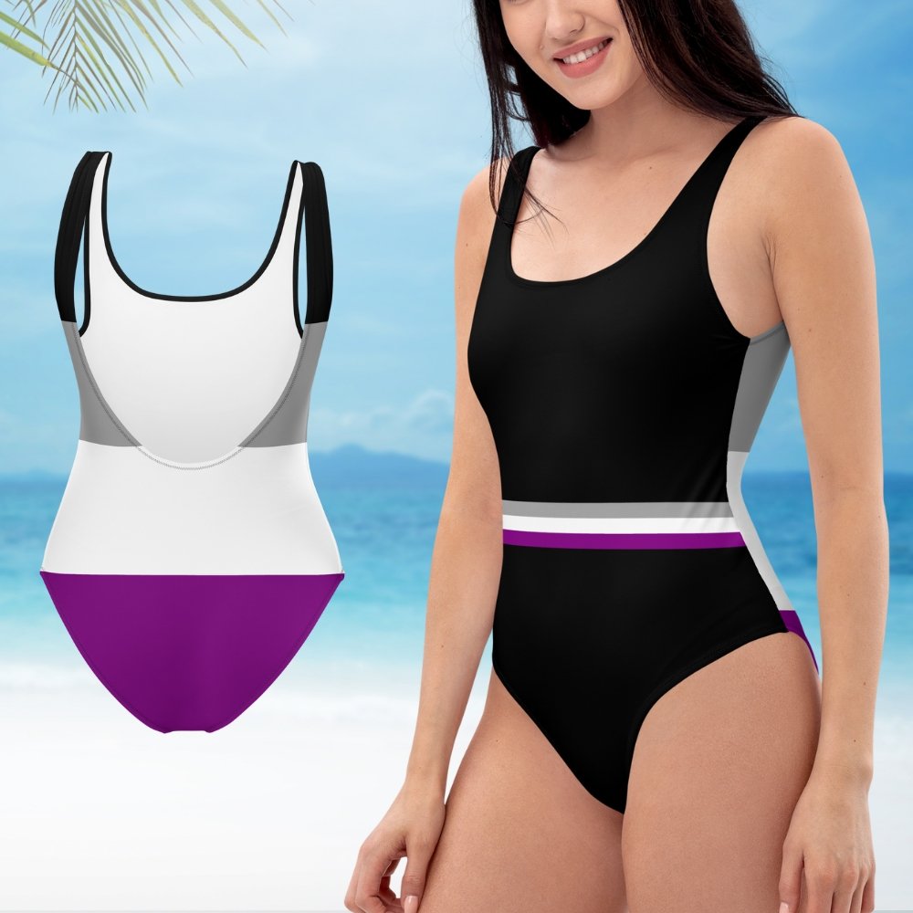 Asexual Stripe One-Piece Swimsuit - On Trend Shirts – On Trend Shirts