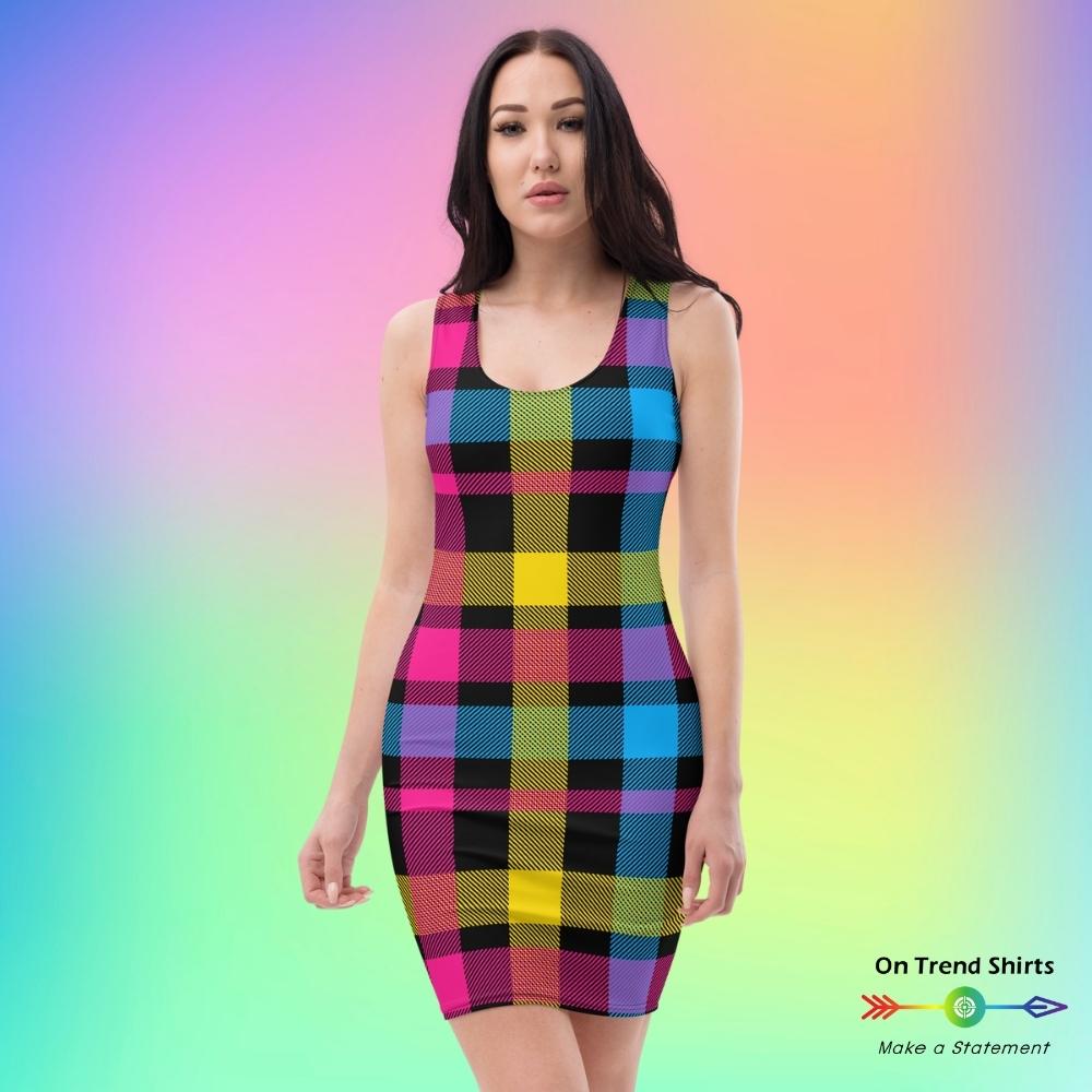 Fitted Dress - Black/plaid - Ladies