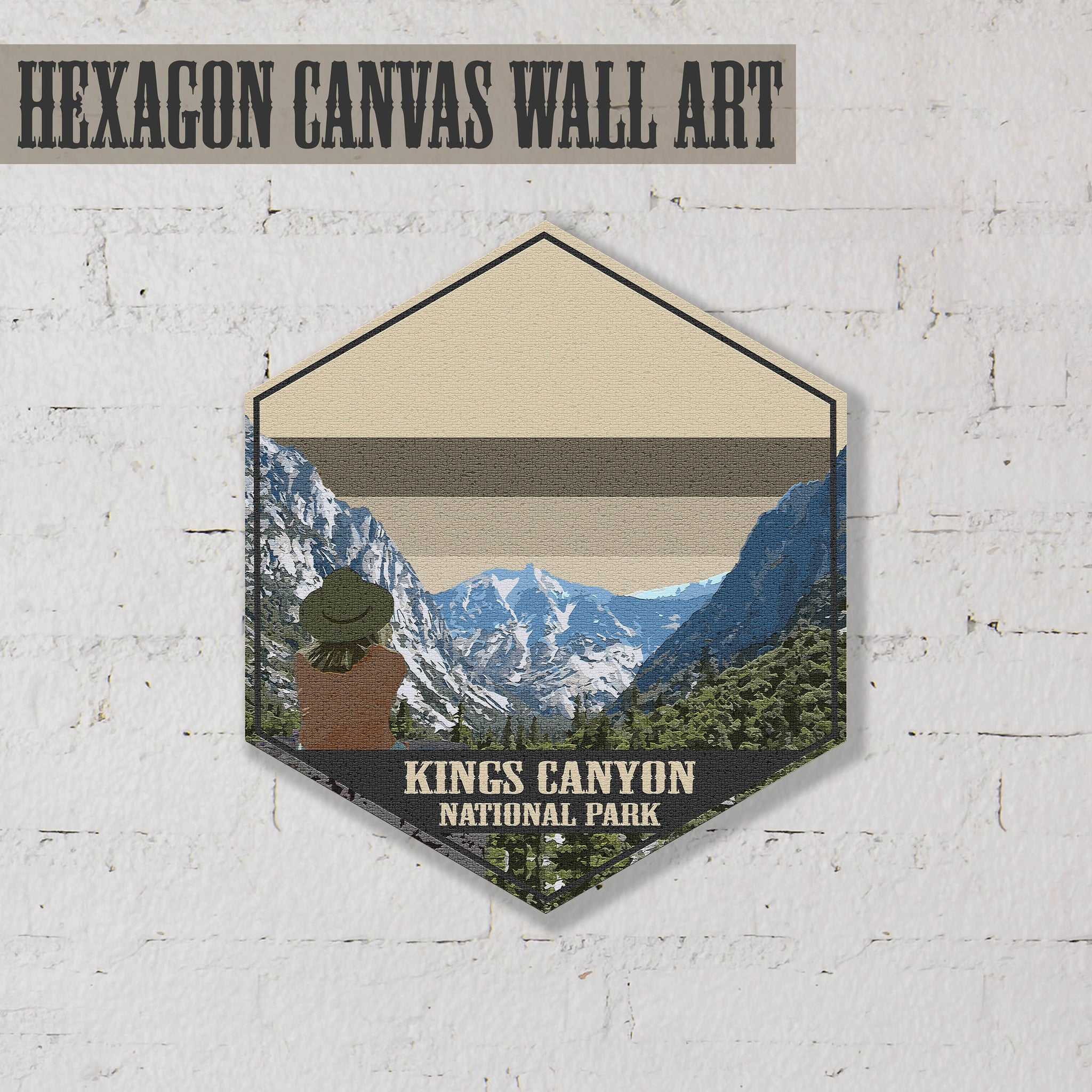 Kings Canyon, California National Park Travel Art - Hexagon Mountains