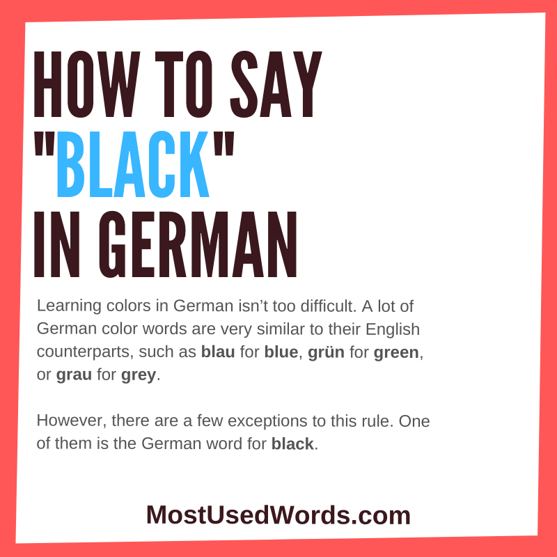 how to say black in german