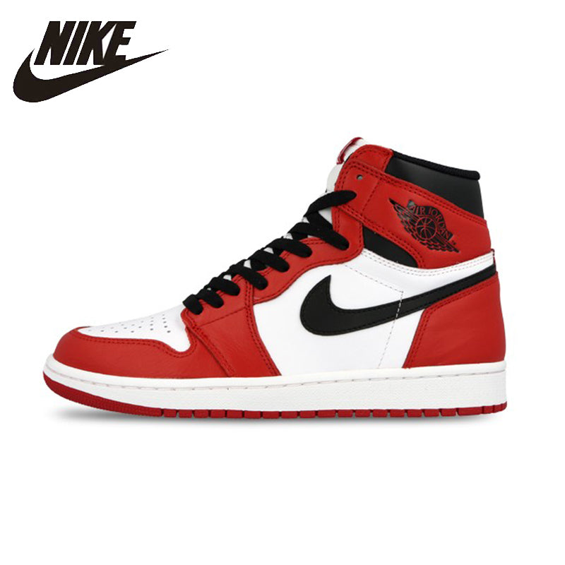 white and red high top nikes
