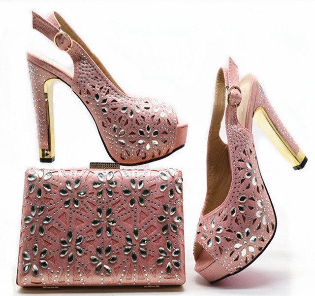 ladies pink shoes and matching bag