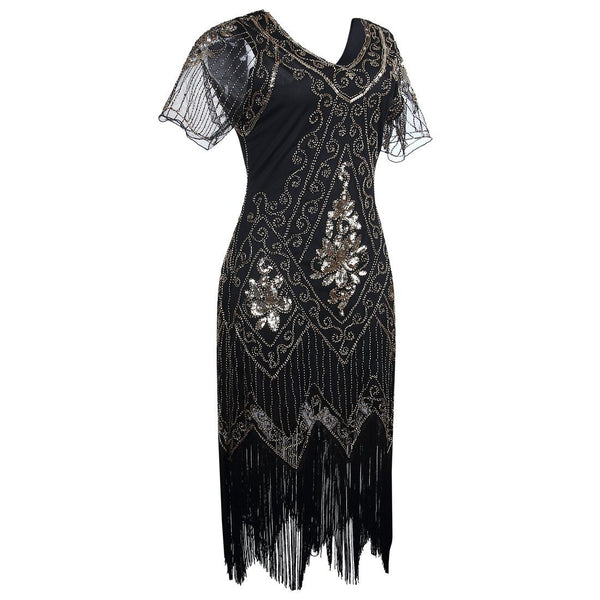 Black Gold Flapper Dress Great Gatsby 1920s Style Wedding Party |JaosW ...