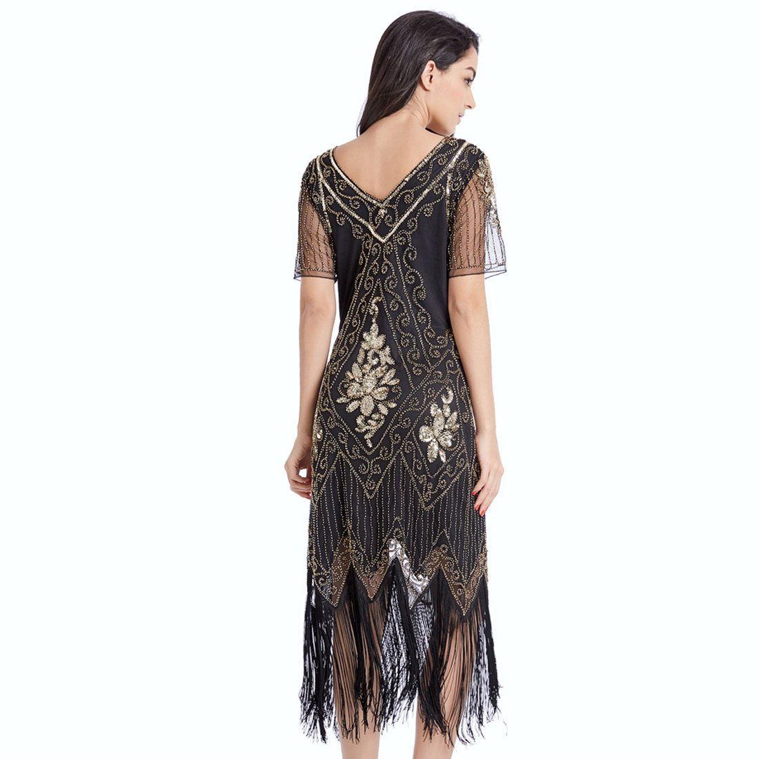 Black Gold Flapper Dress Great Gatsby 1920s Style Wedding Party |JaosW ...