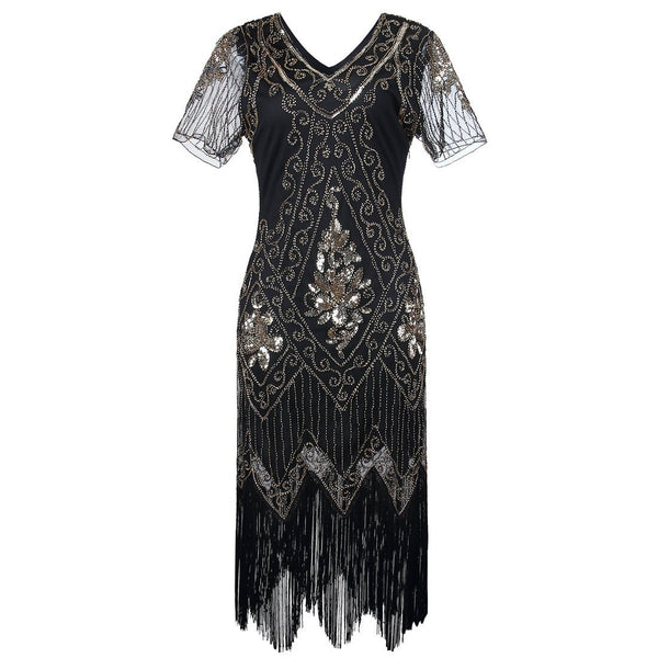 Black Gold Flapper Dress Great Gatsby 1920s Style Wedding Party |JaosW ...