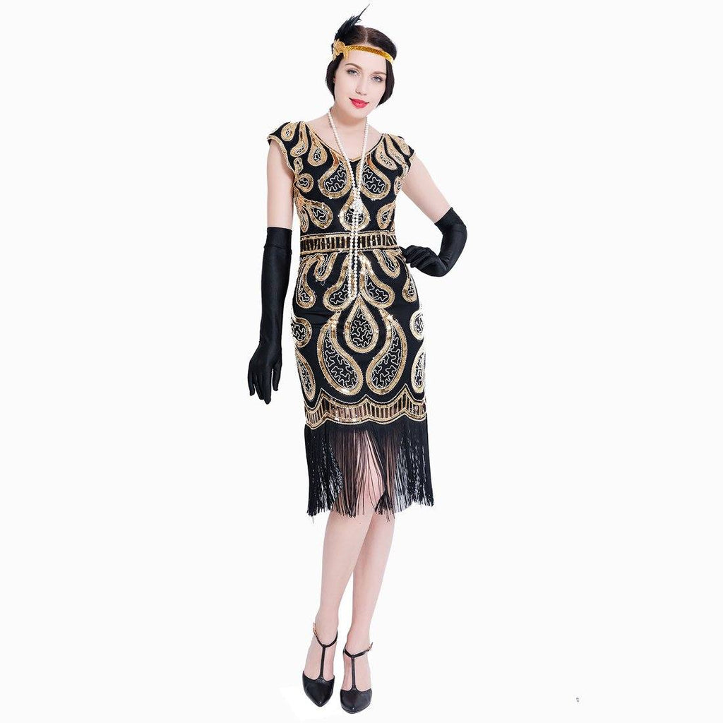 Gold Great Gatsby Dresses Sequin 1920s Peaky Blinder Themed Party |Jao ...