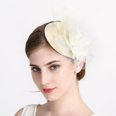 Women Wedding Hat Fascinator Penny Mesh Hat Ribbons Party Cocktail Hat