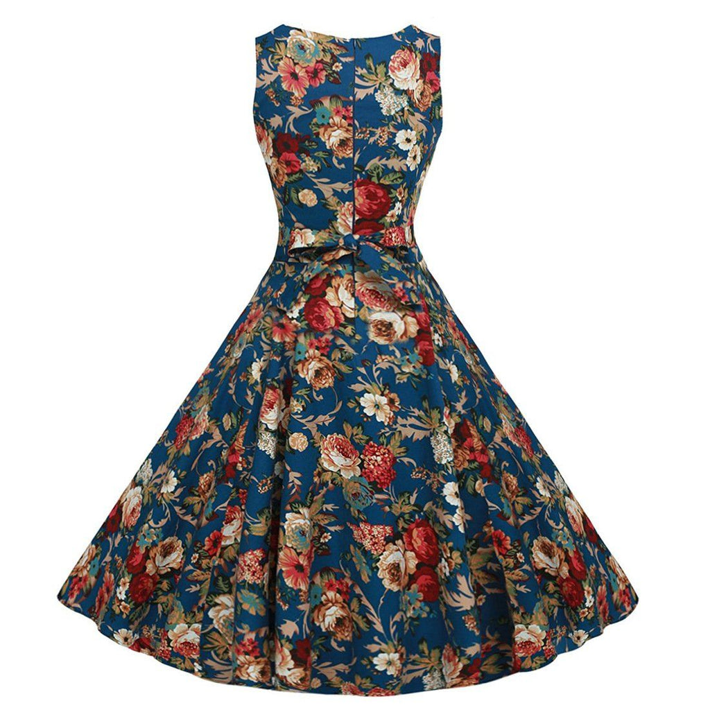 A Line Floral Tea Dress 1950s Dresses Red Rose – VINTAGEPOST