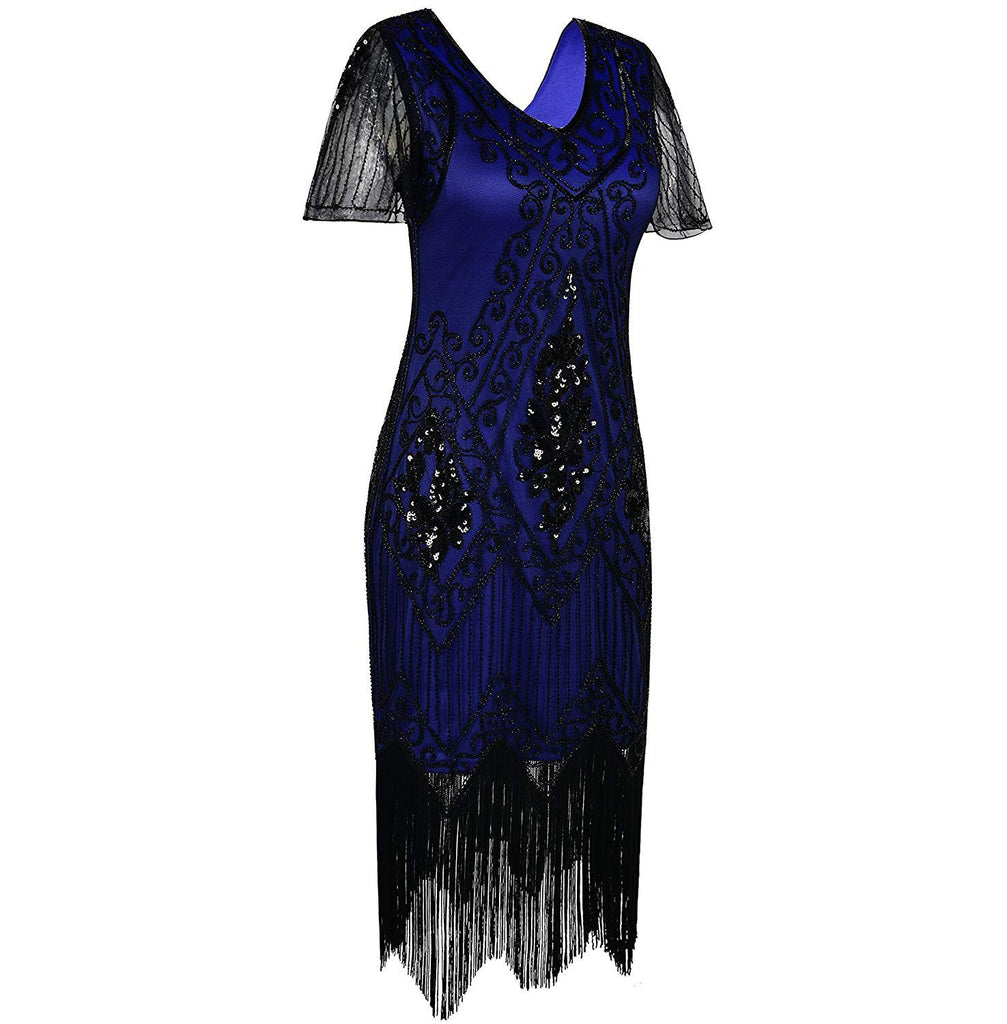 Classic 1920s Style Dress 1920's Gatsby Vibe Navy Blue – VINTAGEPOST