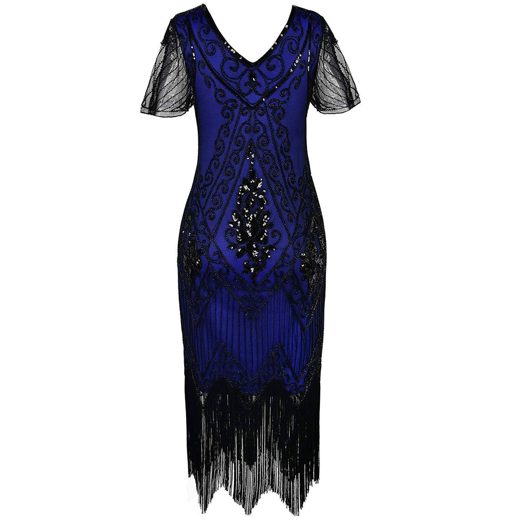 Classic 1920s Style Dress 1920's Gatsby Vibe Navy Blue – VINTAGEPOST