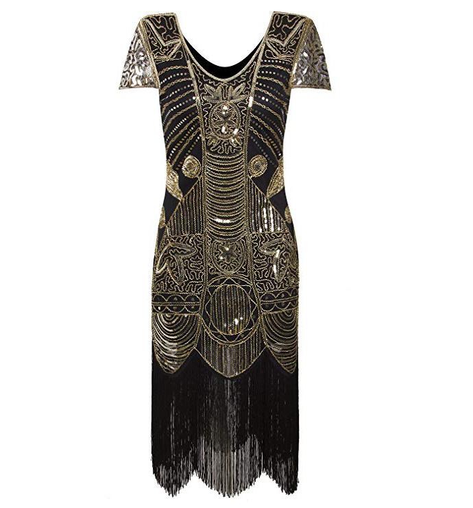 Gold Sequin Flapper Dress Great Gatsby 1920s Women's Clothing – VINTAGEPOST