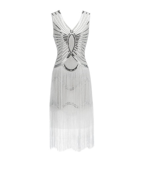 White Gatsby Themed Dress 1920s Art Deco – VINTAGEPOST