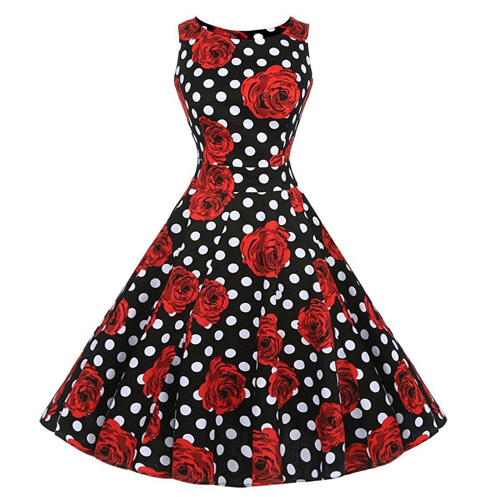 Polka Dot Dress Floral 1950s Fashion Audrey Hepburn 50s Style Dresses ...