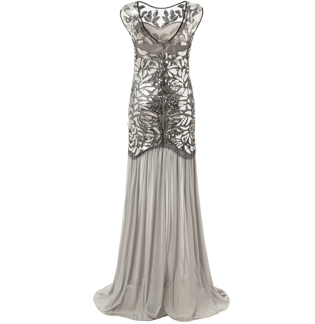 Silver 1920s Dresses Long Great Gatsby Party 20s Inspired Flapper |Jao ...