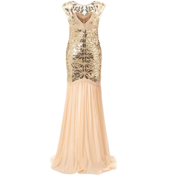 1920s Fashion Long Flapper Dress Great Gatsby Dowton Abbey Evening Gow ...