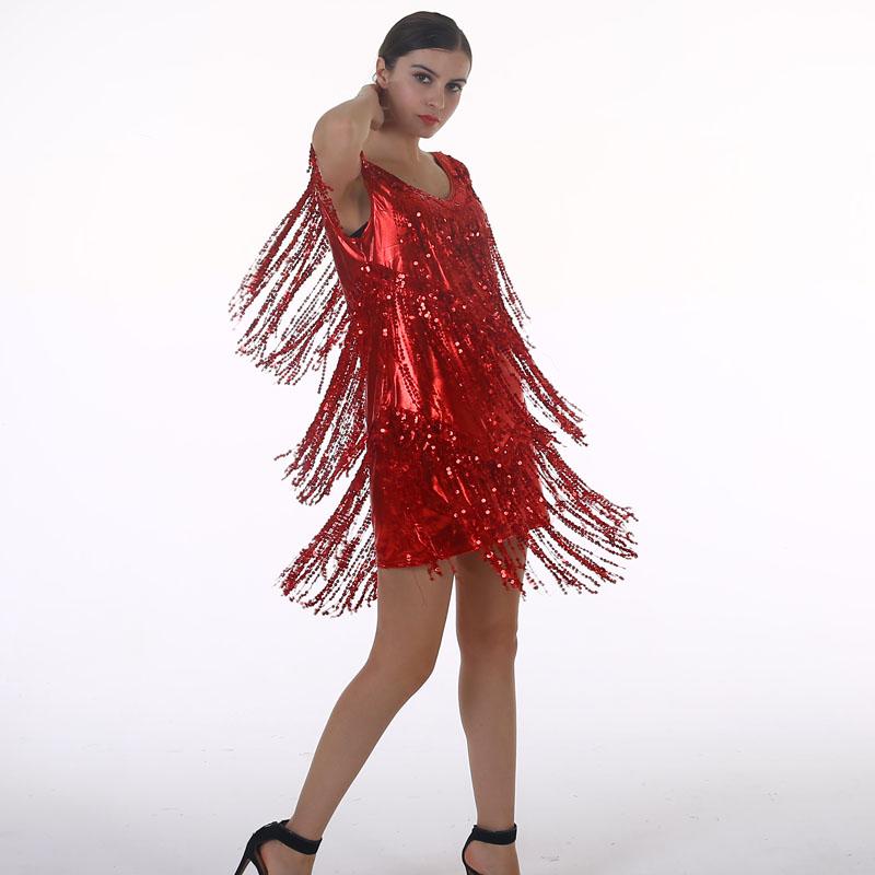 Women's Flapper Dress 1920s Tassel Sequined Party Red – VINTAGEPOST