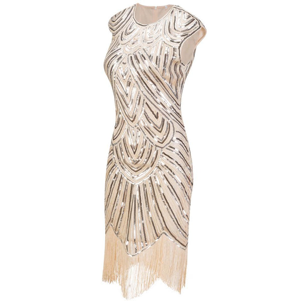 Ivory Sequined 1920s Flapper Dress Great Gatsby Party |JaosWish ...