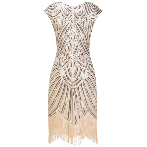 Ivory Sequined 1920s Flapper Dress Great Gatsby Party |JaosWish ...