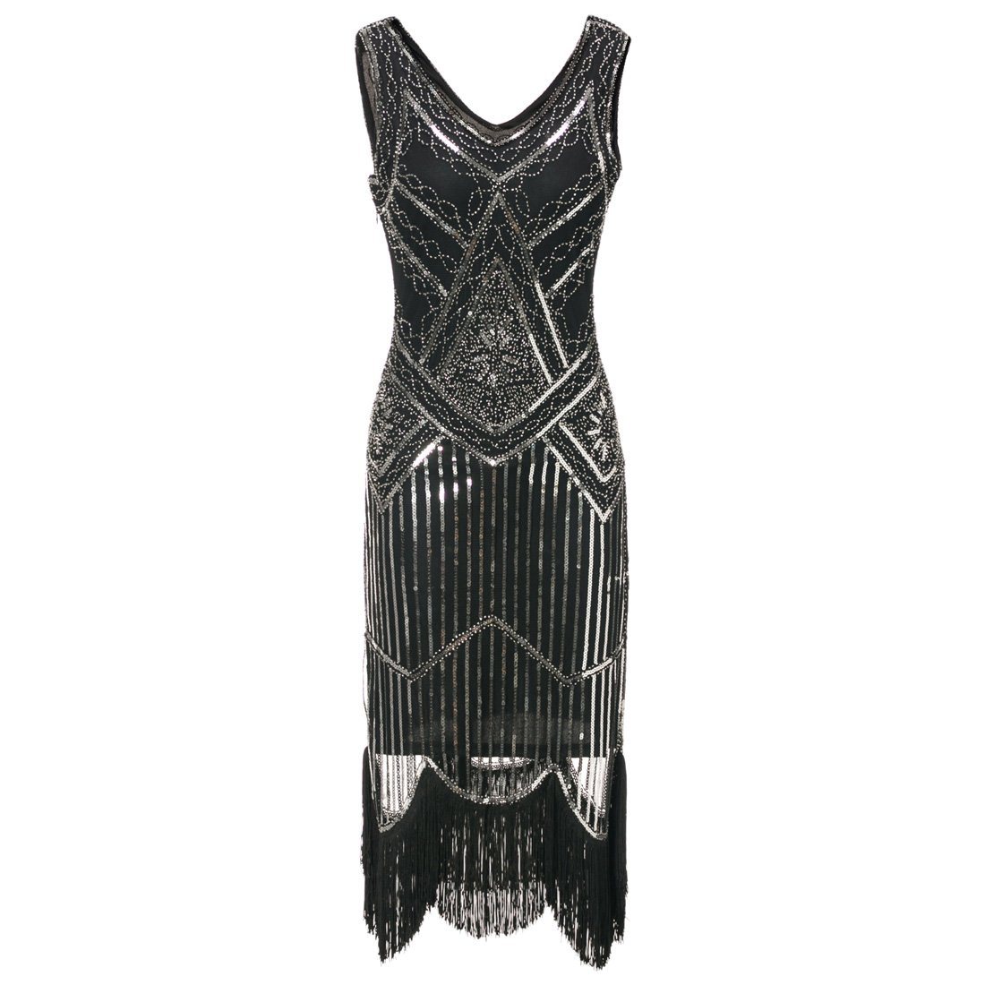 Silver Sequined 1920 Dresses Vintage 20s Inspired Great Gatsby Party ...