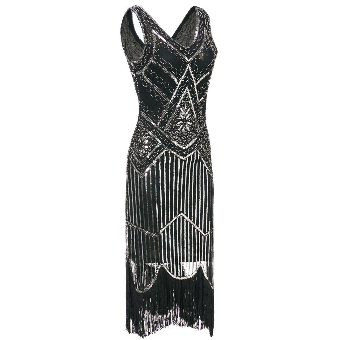 Silver Sequined 1920 Dresses Vintage 20s Inspired Great Gatsby Party ...