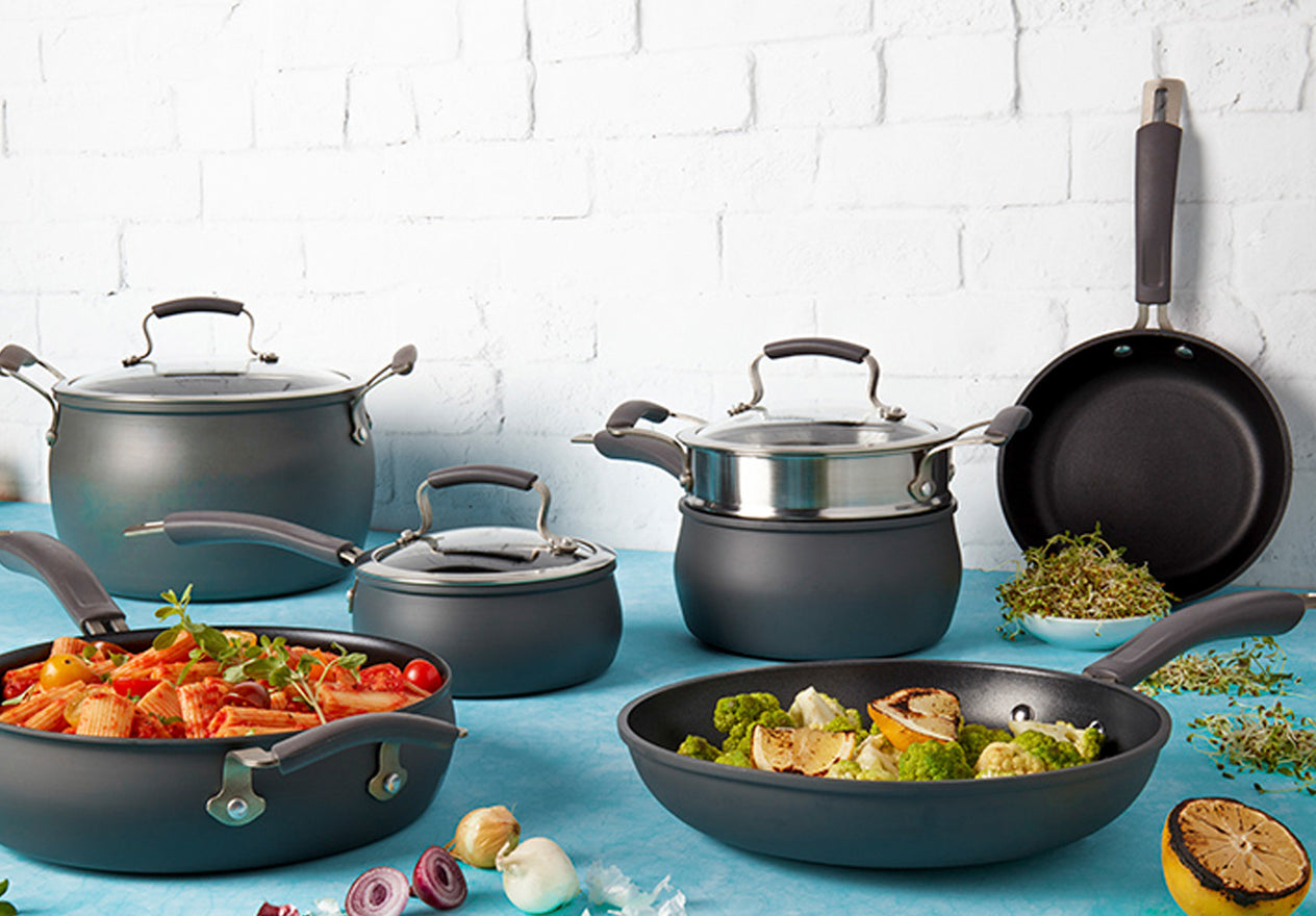 Epicurious 11-Piece Nonstick Drizzle Grey Cookware Set 