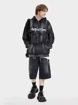Aelfric Eden Embroidery Bat Spider Washed Hoodie Nav Image 2