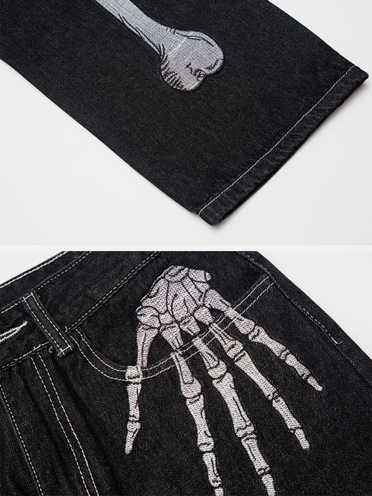 Aelfric Eden Vintage Skull Bone Embroidery Jeans – Aelfric eden