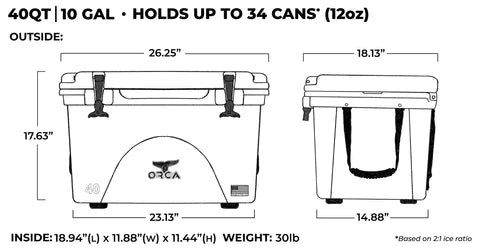 orca cooler 40 qt specs