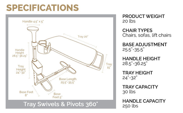 Signature Life Independence Tray Table with 360 Degree Swivel