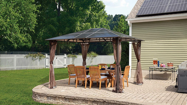 ShelterLogic Sycamore Square Gazebo with Polycarbonate Roof - 10' x 12'