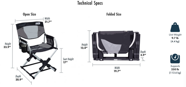 GCI Outdoor PICO Arm Chair - Folds To 1/16th It's Size For Easy Carrying