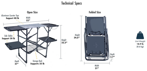 GCI Outdoor Slim-Fold Cook Station - Portable Camping Table