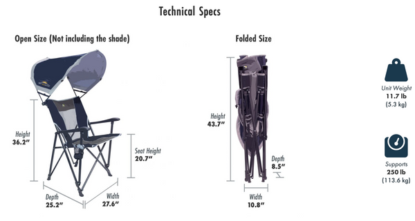 GCI Outdoor SunShade Eazy Chair with Adjustable Shade Cover