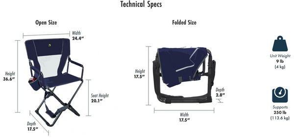 GCI Outdoor Express Director's Chair - Folds Down to Size of a Laptop