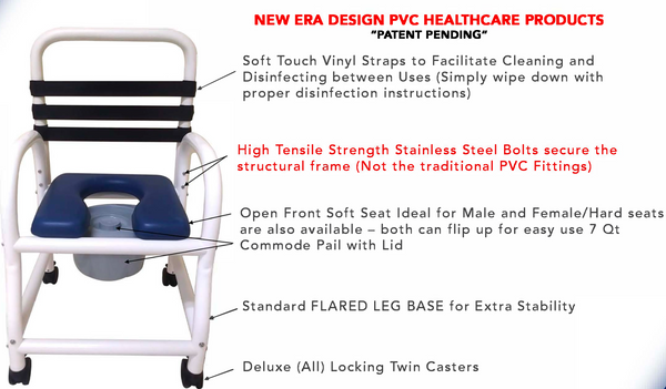 Mor-Medical Deluxe Infection Control Shower Chair Commode with Foot Rest
