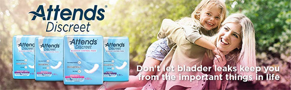Attends Discreet Incontinence Care Women's Bladder Control Pads with Advanced DermaDry Technology